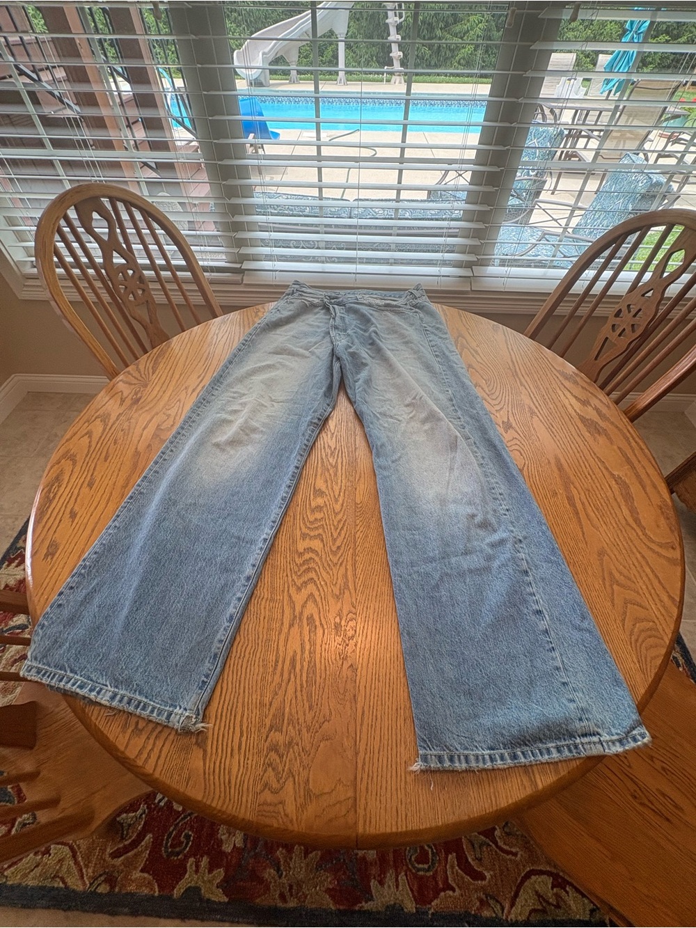 R13 Wide Leg Crossover Italian Jeans Irving Blue Size 31 Distressed